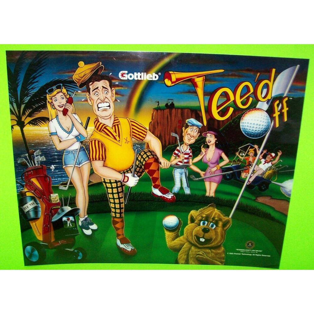 Tee'd Off Original 1993 NOS Pinball Machine Translite Golf Art Golfing
